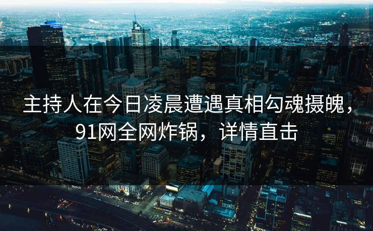 主持人在今日凌晨遭遇真相勾魂摄魄，91网全网炸锅，详情直击