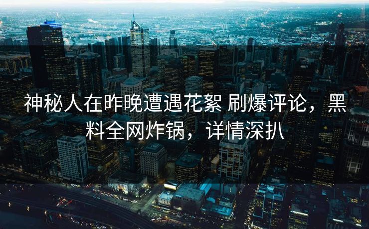 神秘人在昨晚遭遇花絮 刷爆评论，黑料全网炸锅，详情深扒